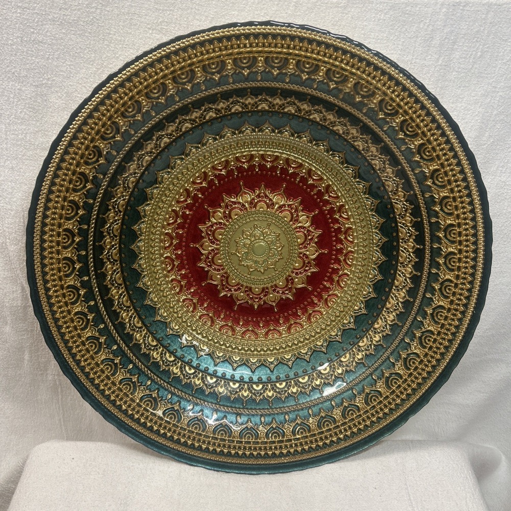 REVERSE HAND PAINTED MULTICOLORED GLASS BOWL